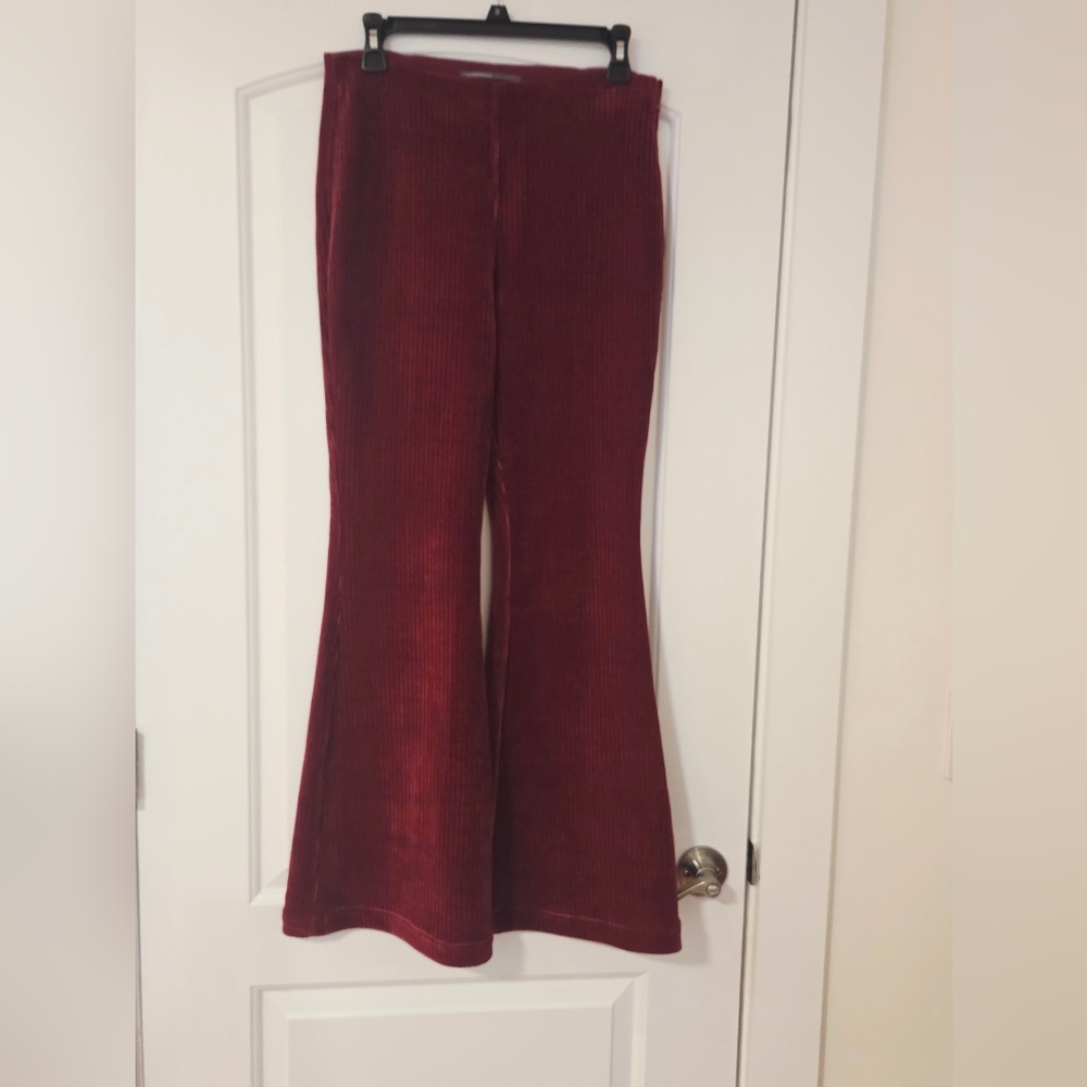 Anthropologie Light Burgundy  Corduroy Fit And Flare High Rise Boho Pants Sz Sma
